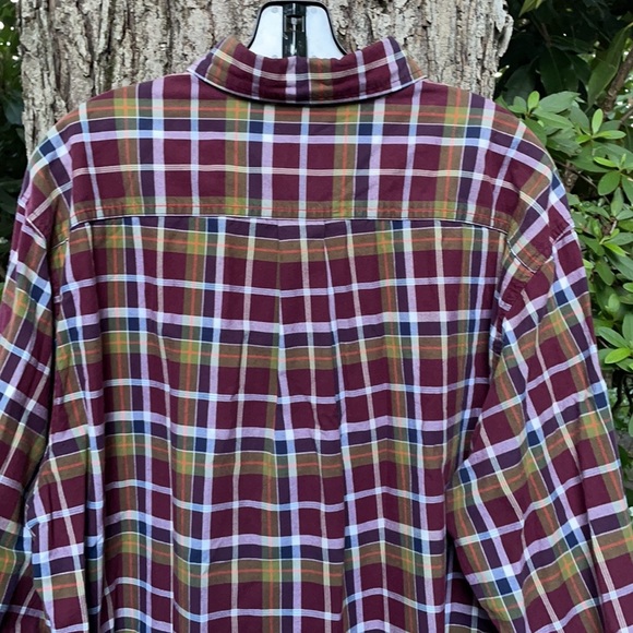 Eddie Bauer Cotton Burgundy Plaid Long Sleeves Shirt Button Down Collar XL - Picture 8 of 14